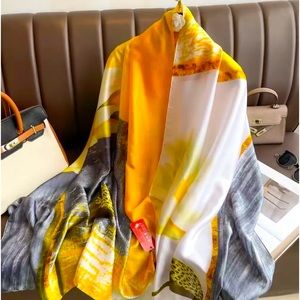 Silk scarf printed long scarf soft shawl 180cm*90cm